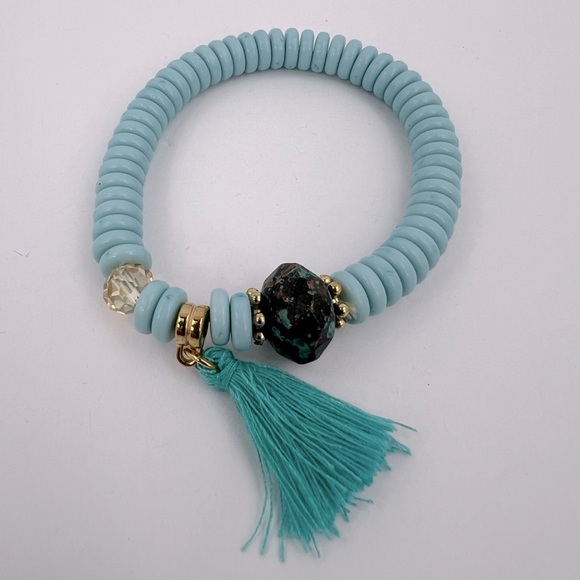 JEAN CLAUDE JEWELRY, FOUR BRACELETS, COLD, WHITE,TURQUOISE,BLUE/GREEN,ADJUSTABLE - Picture 5 of 10